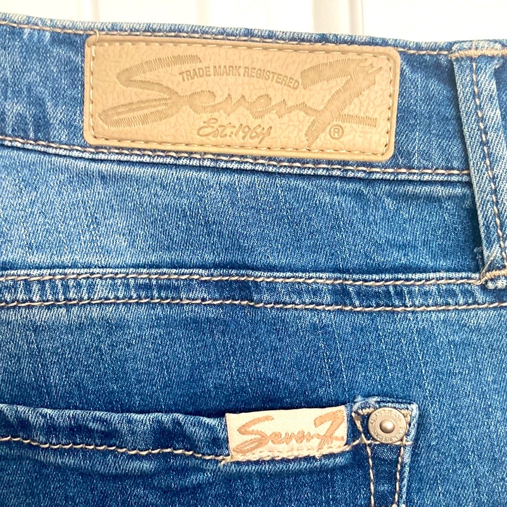 Seven7 Girlfriend Jeans Sz 14 Womens Blue Stretch Denim Distressed Patchwork NEW - Picture 11 of 12